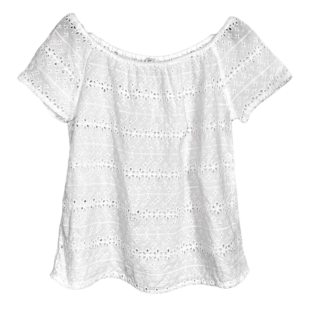 Joie White Eyelet Off Shoulder Short Sleeve Top Blouse‎ XS